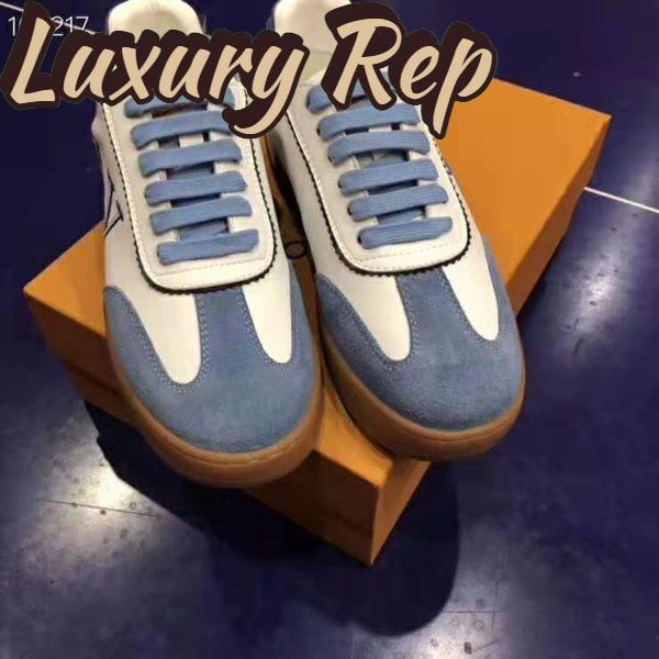 Replica Louis Vuitton LV Women LV Frontrow Sneaker in Calf Leather and Suede Calf Leather-Blue 6