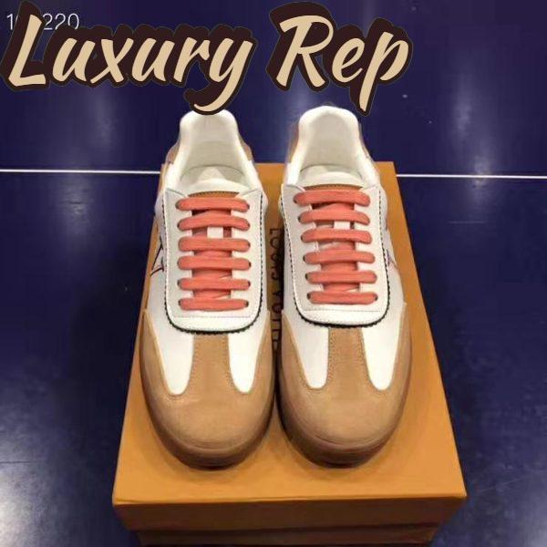 Replica Louis Vuitton LV Women LV Frontrow Sneaker in Calf Leather and Suede Calf Leather-Pink 4