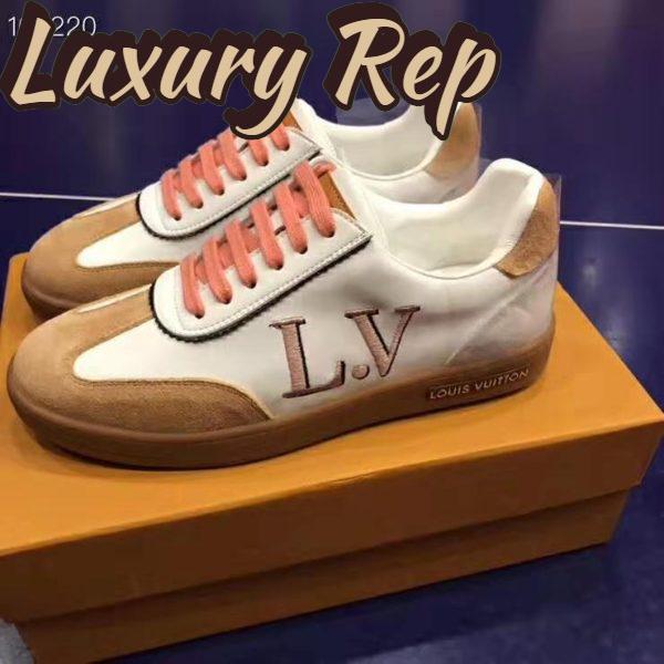 Replica Louis Vuitton LV Women LV Frontrow Sneaker in Calf Leather and Suede Calf Leather-Pink 5