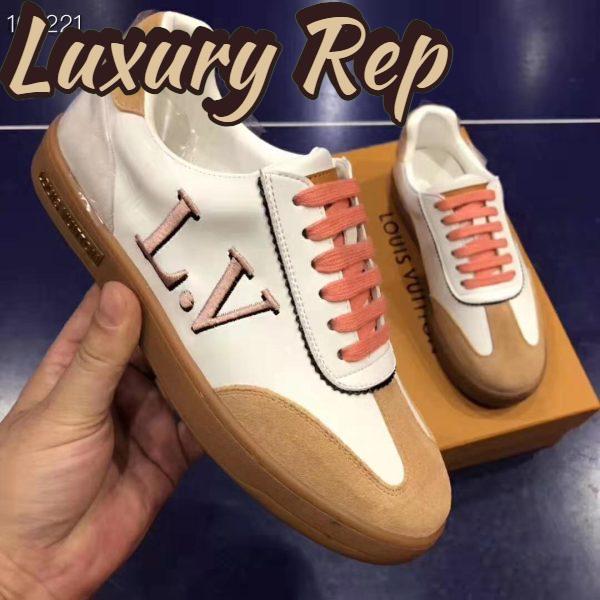 Replica Louis Vuitton LV Women LV Frontrow Sneaker in Calf Leather and Suede Calf Leather-Pink 7