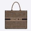 Replica Dior Women Dior Book Tote Black and Beige Houndstooth Embroidery