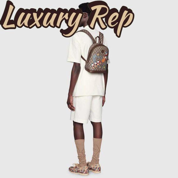 Replica Gucci Unisex Disney x Gucci Donald Duck Small Backpack Leather Interlocking G 11