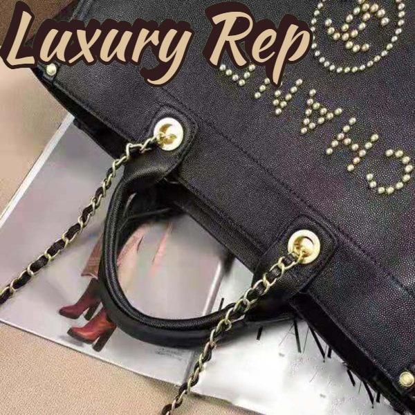 Replica Chanel Women Chanel’s Large Tote Shopping Bag in Grained Calfskin Leather-Black 10