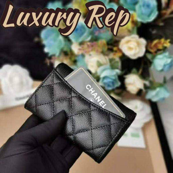 Replica Chanel Women Classic Card Holder Grained Calfskin & Gold-Tone Metal-Black 8