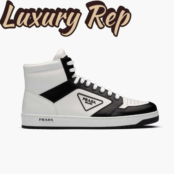 Replica Prada Men Sporty Leather High-Top Sneakers-Black