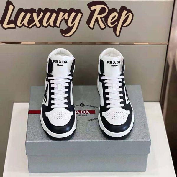 Replica Prada Men Sporty Leather High-Top Sneakers-Black 3