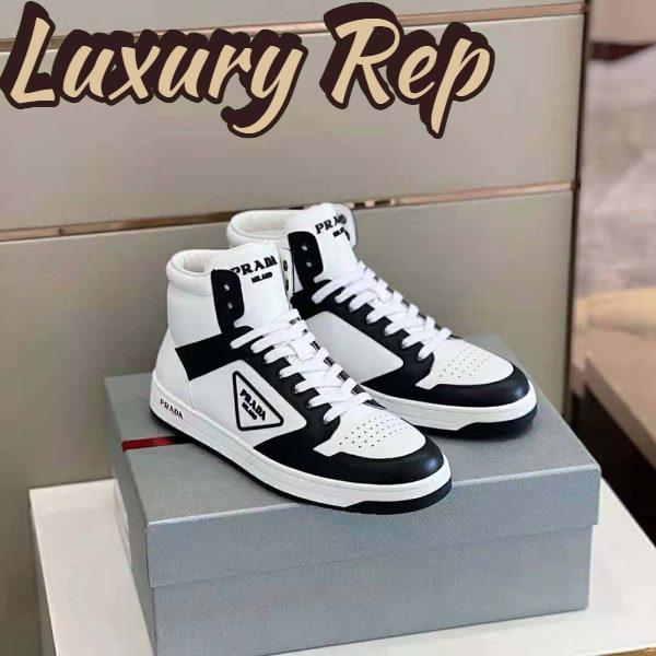 Replica Prada Men Sporty Leather High-Top Sneakers-Black 4