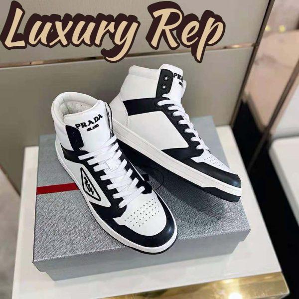 Replica Prada Men Sporty Leather High-Top Sneakers-Black 5