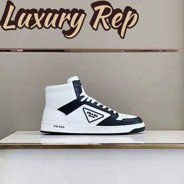 Replica Prada Men Sporty Leather High-Top Sneakers-Black 6