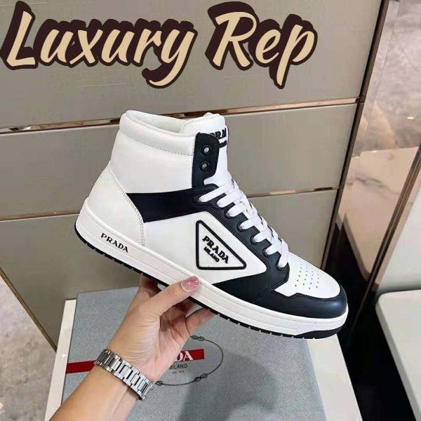 Replica Prada Men Sporty Leather High-Top Sneakers-Black 8