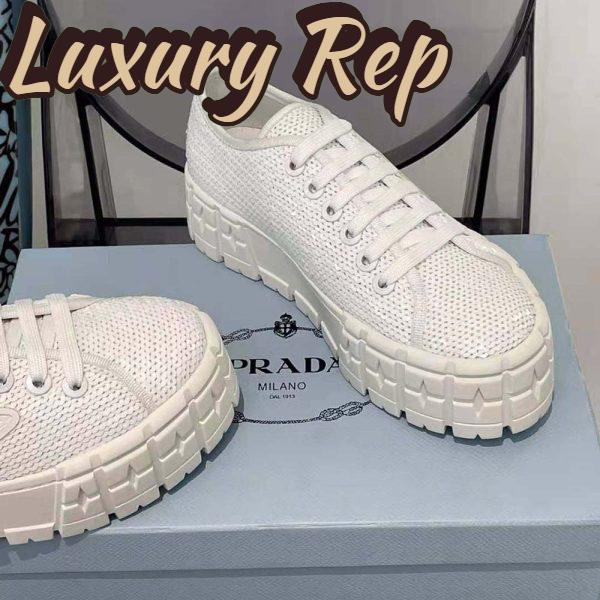 Replica Prada Women Double Wheel Sequin Sneakers-White 7