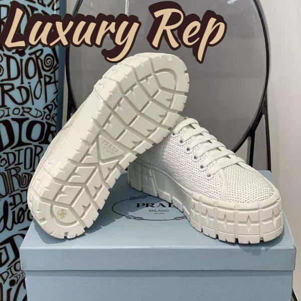 Replica Prada Women Double Wheel Sequin Sneakers-White 9