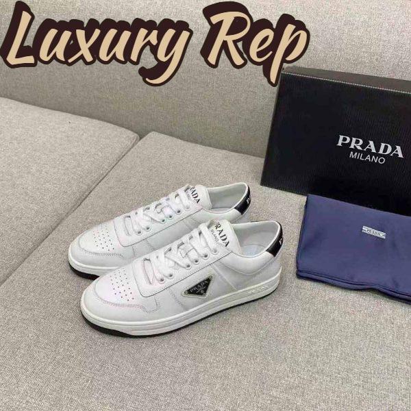 Replica Prada Women Downtown Perforated Leather Sneakers-White 3