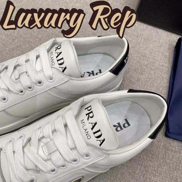 Replica Prada Women Downtown Perforated Leather Sneakers-White 9