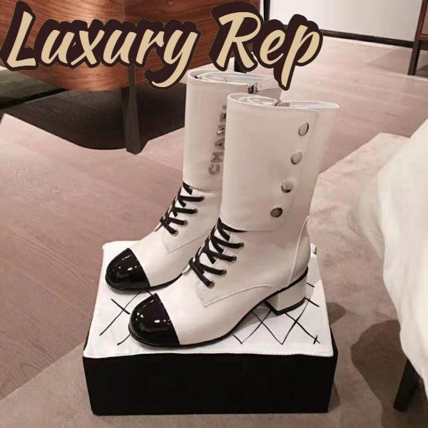 Replica Chanel Women Ankle Boots Calfskin & Patent Calfskin 4.6 cm Heel-Beige 5
