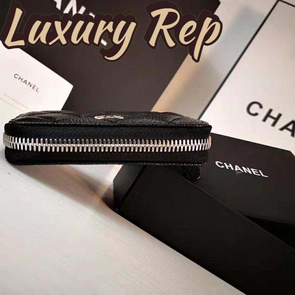 Replica Chanel Women Classic Zipped Coin Purse in Grained Calfskin & Silver-Tone Metal-Black 6