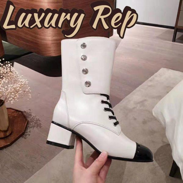 Replica Chanel Women Ankle Boots Calfskin & Patent Calfskin 4.6 cm Heel-Beige 7
