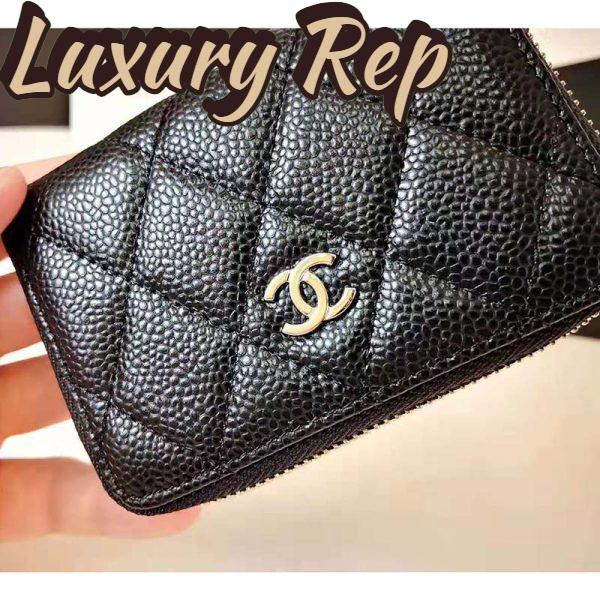 Replica Chanel Women Classic Zipped Coin Purse in Grained Calfskin & Silver-Tone Metal-Black 7