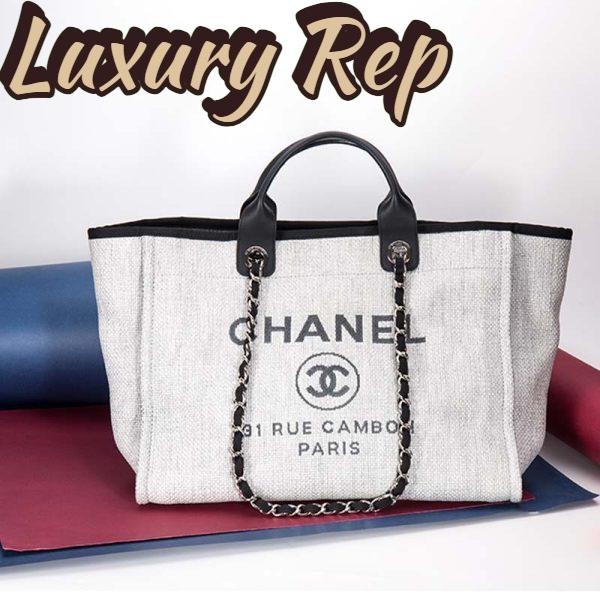 Replica Chanel Women Deanville Shopping Bag Mummy Bag in Canvas and Leather-Grey 3