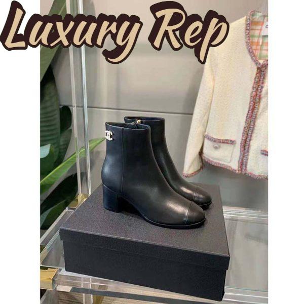 Replica Chanel Women Ankle Boots Calfskin Black 6.5 cm 2.6 in Heel 3