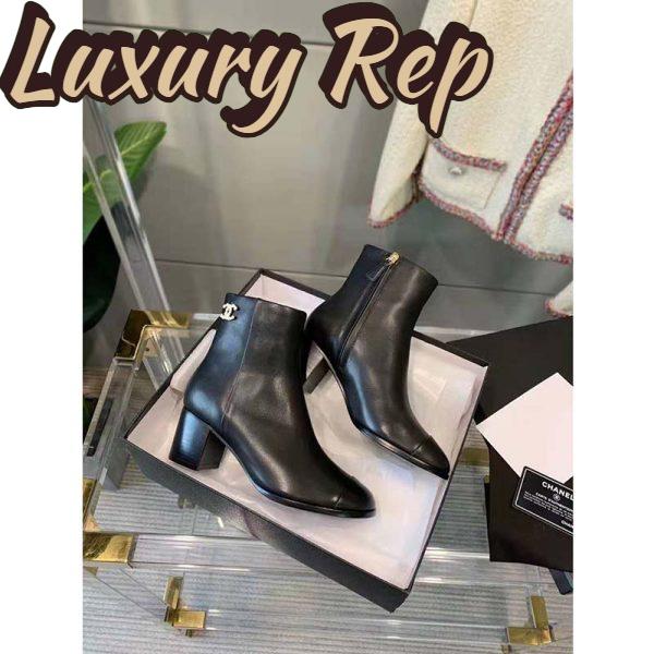 Replica Chanel Women Ankle Boots Calfskin Black 6.5 cm 2.6 in Heel 4