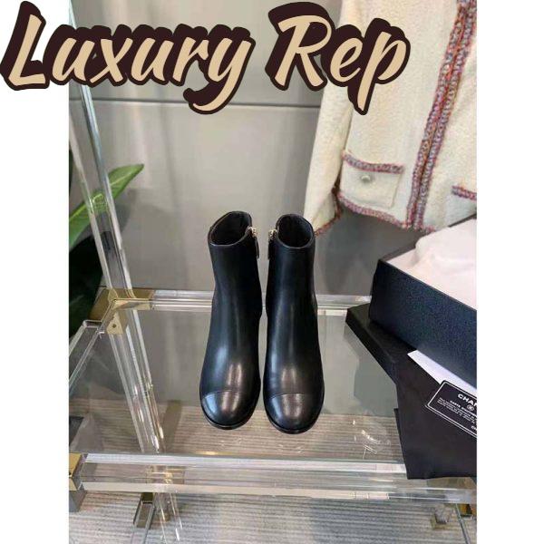 Replica Chanel Women Ankle Boots Calfskin Black 6.5 cm 2.6 in Heel 6