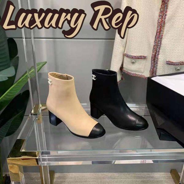Replica Chanel Women Ankle Boots Calfskin Black 6.5 cm 2.6 in Heel 7