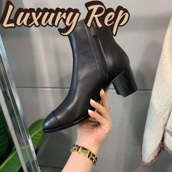 Replica Chanel Women Ankle Boots Calfskin Black 6.5 cm 2.6 in Heel 10