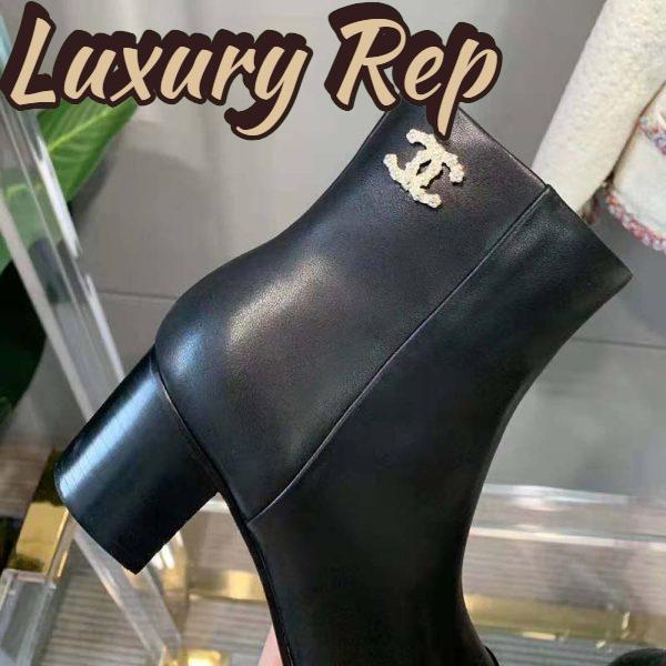 Replica Chanel Women Ankle Boots Calfskin Black 6.5 cm 2.6 in Heel 12