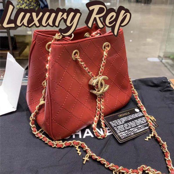 Replica Chanel Women Drawstring Bag in Calfskin Leather-Maroon 5