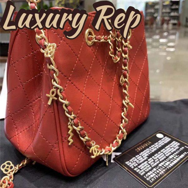 Replica Chanel Women Drawstring Bag in Calfskin Leather-Maroon 6