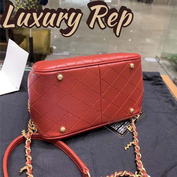 Replica Chanel Women Drawstring Bag in Calfskin Leather-Maroon 7