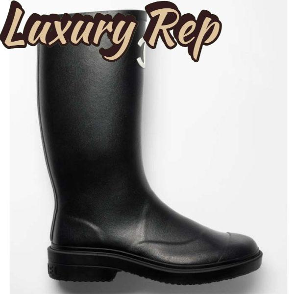 Replica Chanel Women CC High Boots Caoutchouc Leather Black 2