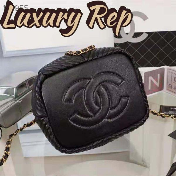 Replica Chanel Women Drawstring Bag in Lambskin Leather-Black 7