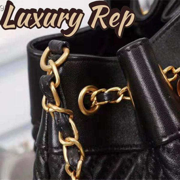 Replica Chanel Women Drawstring Bag in Lambskin Leather-Black 9