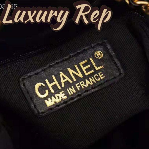 Replica Chanel Women Drawstring Bag in Lambskin Leather-Black 10