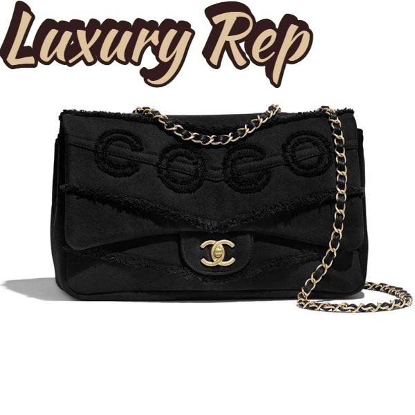 Replica Chanel Women Flap Bag Denim & Gold-Tone Metal-Black 2