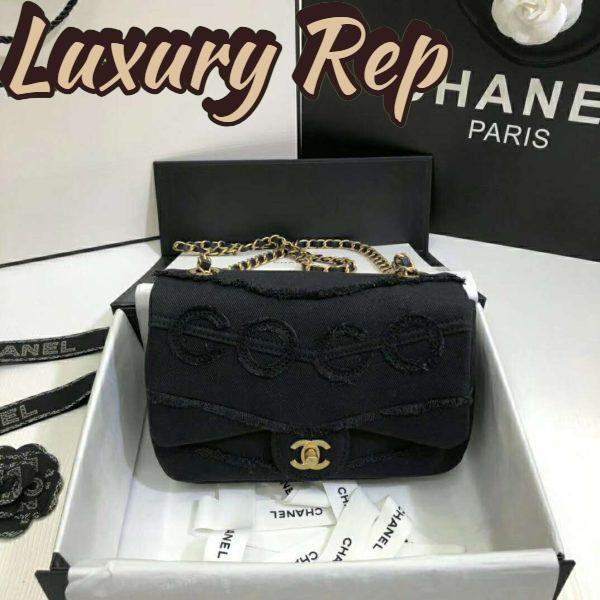 Replica Chanel Women Flap Bag Denim & Gold-Tone Metal-Black 3