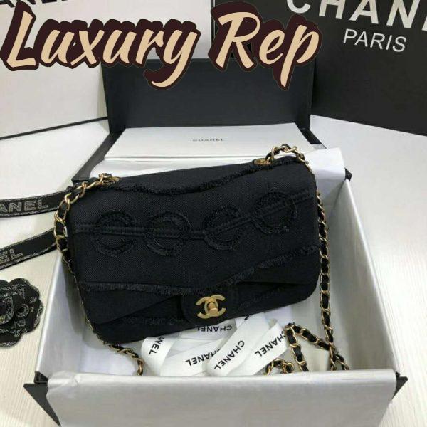 Replica Chanel Women Flap Bag Denim & Gold-Tone Metal-Black 4
