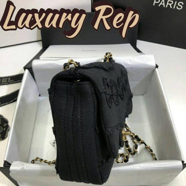 Replica Chanel Women Flap Bag Denim & Gold-Tone Metal-Black 6