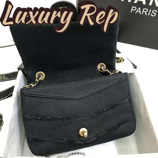 Replica Chanel Women Flap Bag Denim & Gold-Tone Metal-Black 8