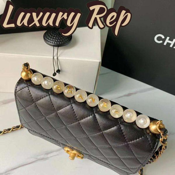 Replica Chanel Women Flap Bag Goatskin Acrylic Beads & Ruthenium-Finish Metal 7