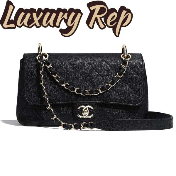 Replica Chanel Women Flap Bag Grained Calfskin & Gold-Tone Metal-Black 2