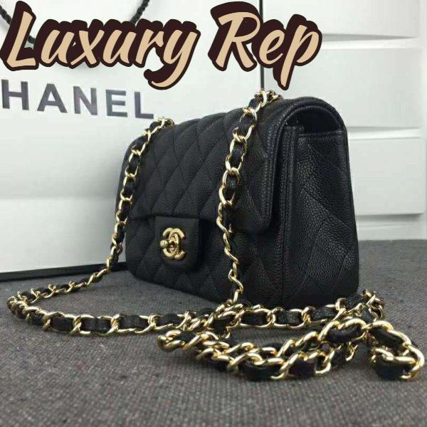 Replica Chanel Women Flap Bag Grained Calfskin & Gold-Tone Metal-Black 4