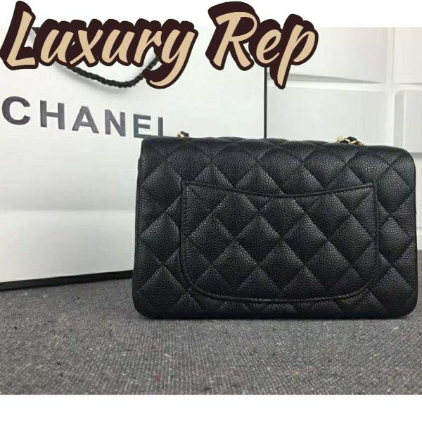 Replica Chanel Women Flap Bag Grained Calfskin & Gold-Tone Metal-Black 5