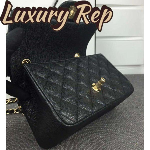 Replica Chanel Women Flap Bag Grained Calfskin & Gold-Tone Metal-Black 7