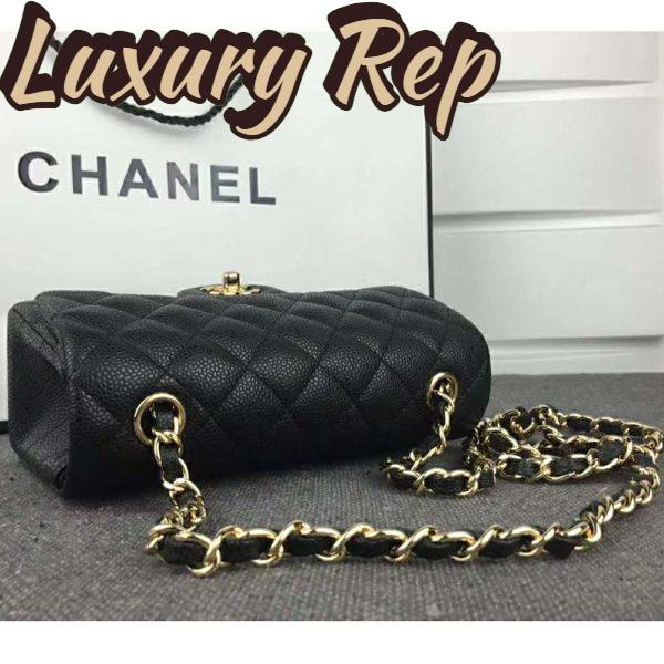 Replica Chanel Women Flap Bag Grained Calfskin & Gold-Tone Metal-Black 9
