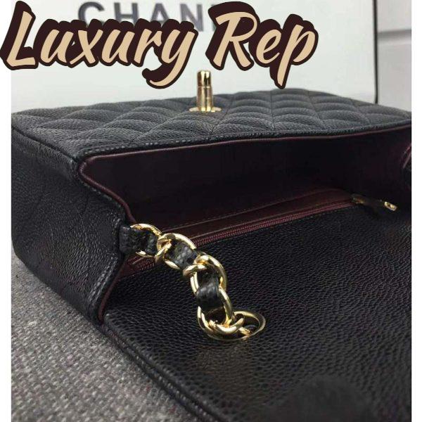 Replica Chanel Women Flap Bag Grained Calfskin & Gold-Tone Metal-Black 11