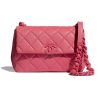Replica Chanel Women Flap Bag Grained Calfskin Lacquered Metal Coral