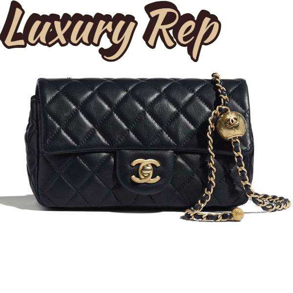 Replica Chanel Women Flap Bag in Lambskin Leather-Navy